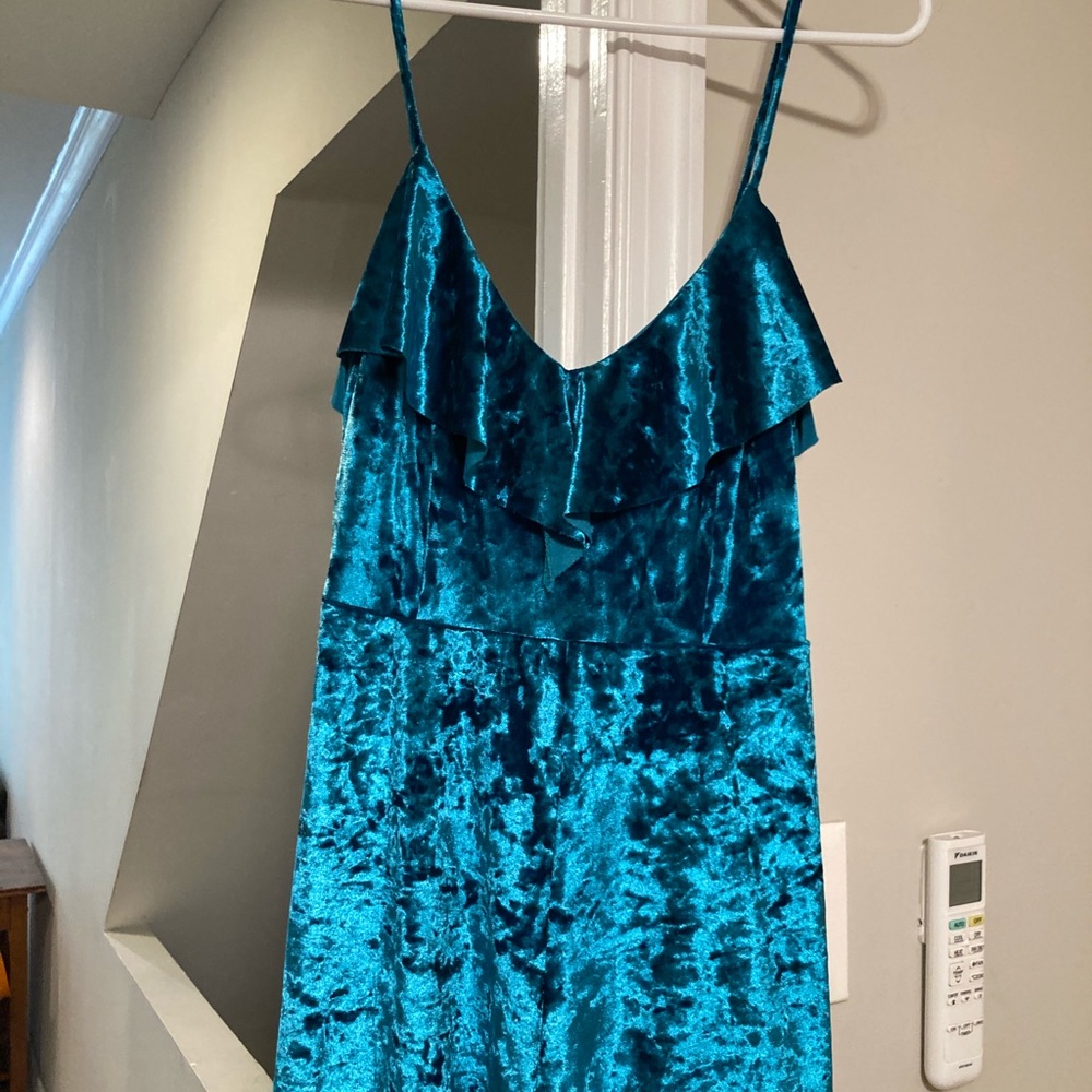 Turquoise Velvet Romper